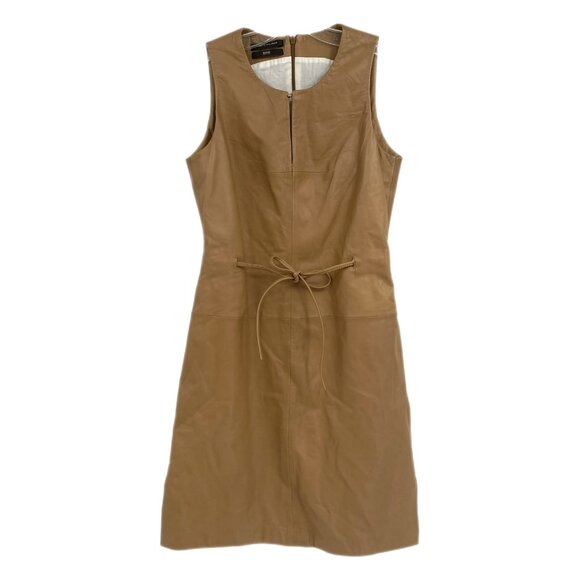 Hugo Boss Dresses & Skirts - Hugo Boss Tan Leather Mini Sleeveless Dress | Size 2